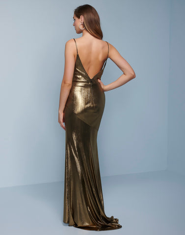 Splash Prom K568 Gold lame long prom ...